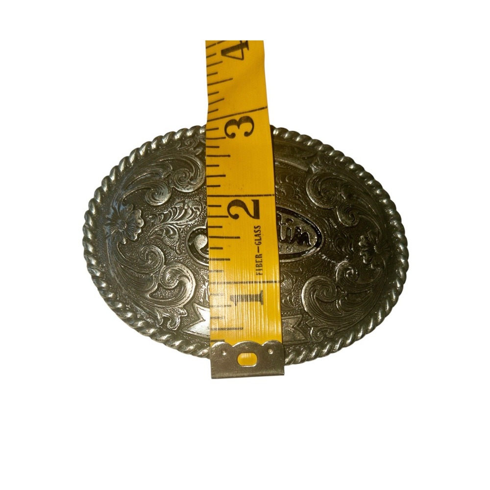 Justin Brand Trophy Belt Buckle 4'' x 3" Silver Rodeo Floral Western Cowboy - Picture 4 of 6